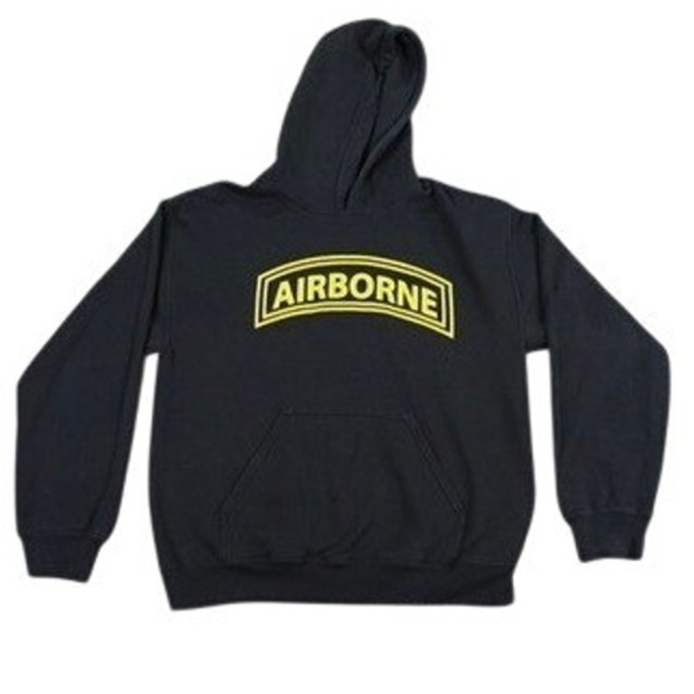 Airborne‎ Paratrooper Gildan Hoodie Mens Medium Black Graphic Heavy Blend
